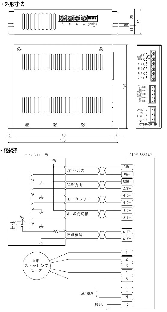 CTDR-S5514P 外形寸法および接続例