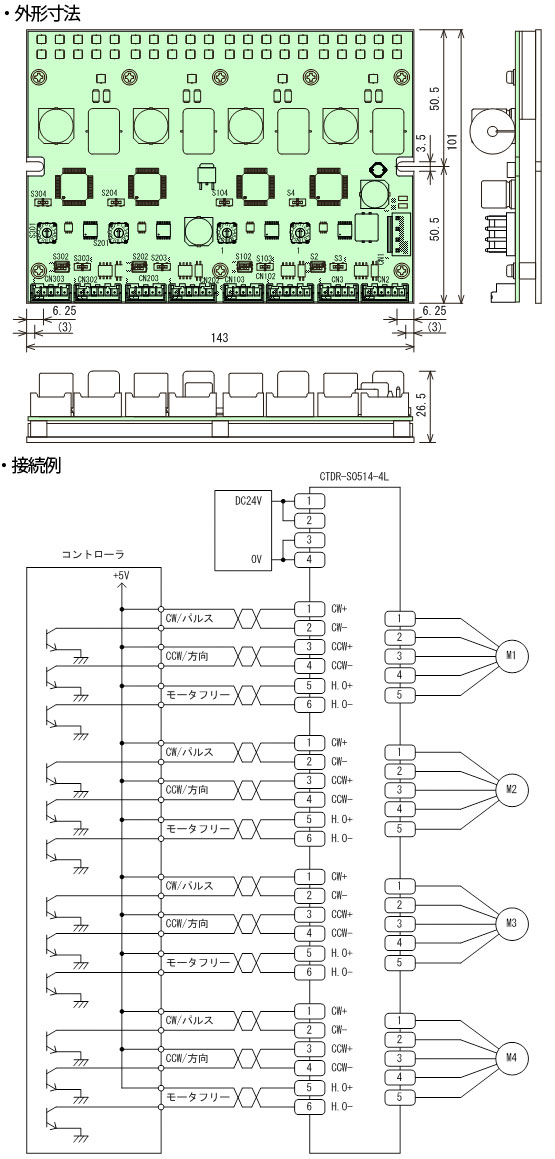 CTDR-S0514-4L 外形寸法および接続例